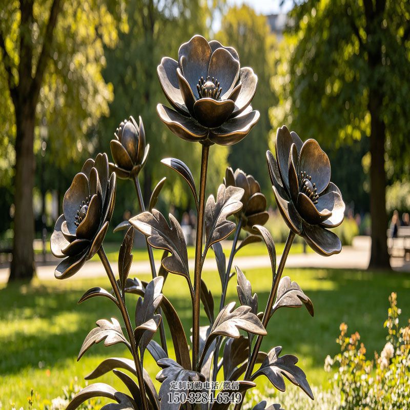 选定公共铸铝花雕塑实景